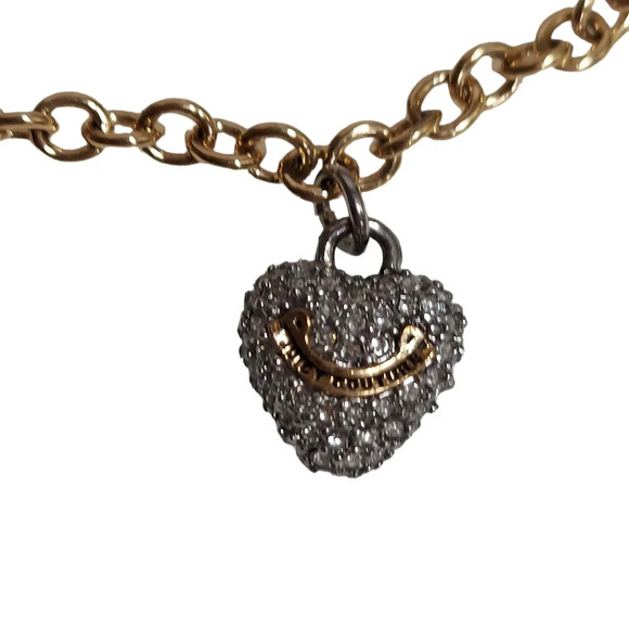 Juicy Couture Rhinestone Goldtone Double Hearts Link Bracelet with box Firm - Picture 4 of 9